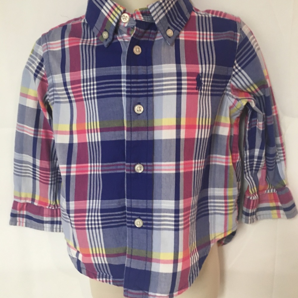 Ralph Lauren Boys Checkered Button Down Sz 18M